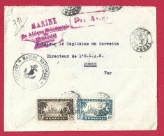 !!! AOF, LETTRE PAR AVION DE DAKAR, SÉNÉGAL POUR LA FRANCE DE FÉVRIER 1942, CACHET DE LA MARINE EN AOF - Lettres & Documents