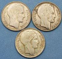 France • Lot 3x • 20 Francs Turin — 1929 — 1933 — 1938  • [24-714] - 20 Francs