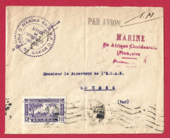 !!! AOF, LETTRE FM PAR AVION DE DAKAR, SÉNÉGAL POUR LA FRANCE DE 1942, CACHET SERVICE DE L'INTENDANCE MARITIME EN AOF - Brieven En Documenten