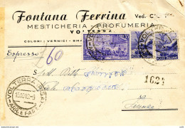 Espresso Lire 35 "Risorgimento" Su Cartolina Commerciale Da Volterra - 1946-60: Marcofilia