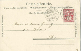 SUISSE  CARTE 10c   AMBULANT N°2  POUR  PARIS DE 1903 LETTRE COVER - Storia Postale