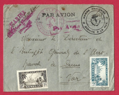 !!! AOF, LETTRE FM PAR AVION DE LA BASE AÉRONAVALE DE DAKAR, SÉNÉGAL POUR LA FRANCE DE 1942, CACHET SERVICE À LA MER - Storia Postale