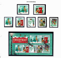 Great Britain 2014 Christmas  Set Of 7 Self-adhesives + Minisheet Used - Oblitérés