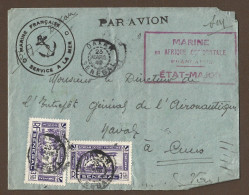 !!! AOF, LETTRE FM PAR AVION DE LA BASE AÉRONAVALE DE DAKAR, SÉNÉGAL POUR LA FRANCE DE 1942, CACHET DE L'ÉTAT-MAJOR - Cartas & Documentos