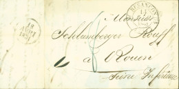 Lettre Avec échantillon De Tissus Doubs CAD T12 Besançon 15 AVRIL 1831 Dos Dateur 18 AVRIL 1830 Pour Rouen - 1801-1848: Vorläufer XIX