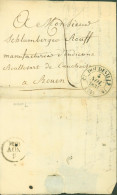 Lettre Avec échantillon De Tissus Seine Maritime CAD T12 Doudeville 4 NOV 1831 Dos Dateur 5 NOV 1831 Pour Rouen - 1801-1848: Précurseurs XIX