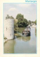 Navigation Sailing Vessels & Boats Themed Postcard Montargis Barges Citadel Tower - Voiliers