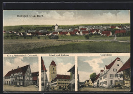 AK Eutingen O. A. Horb, Café Und Gasthaus S. Odermatt, Hauptstrasse, Schul- Und Rathaus  - Horb