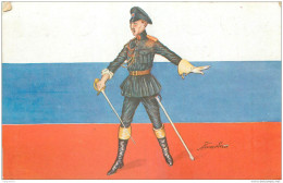 Cpa Militaria Patriotique Litho Illustrateur Xavier SAGER Drapeaux Alliés Serie 66 N° 347   Russe Soldat Main A épée - Sager, Xavier