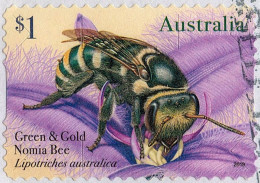 AUSTRALIA 2019 $1 Multicoloured, Native Bees-Green & Gold Nomia Bee Die-Cut Self Adhesive Used - Usados