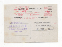 !!! MECANIQUE ROUGE LES CENTRES D'ENTRAIDE DE CAMP SUR CARTE DE 1/11/1944 SU SECRETARIAT DU STALAG XIII C - Poste Maritime