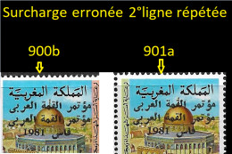 Maroc N°900b**/901a Variété Double Surcharge. Cote 246.5€ - Other & Unclassified