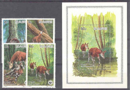 WWF Okapi COB 1253/6+BL58 MNH - Unused Stamps