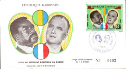 GABON FDC 1971 VISITE POMPIDOU - Gabón (1960-...)