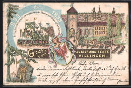 Lithographie Villingen / Baden, Jubiläums-Fest 1899, Herzog Albrecht Schreibt Absagebriefe An Die Schweizer  - Baden-Baden