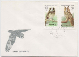 Short Eared & Long Eared OWL, OWLS, Hibou, Eule, Uil, Birds, Bird, Animal, Pictorial Cancellation FDC - Gufi E Civette