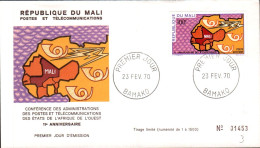 MALI FDC 1970 CONFERENCE DES POSTES - Malí (1959-...)