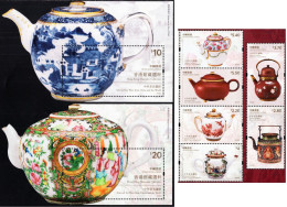 Hong Kong - 2024 - Museum Collection - Selected Tea Ware - Mint Stamp Set + 2 Souvenir Sheets - Unused Stamps