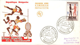 MADAGASCAR FDC 1930 JEUX SPORTIFS DE LA COMMUNAUTE - Madagascar (1960-...)