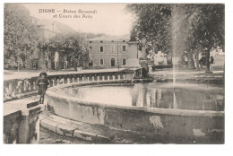 04 DIGNE, Statue, Fontaine, Cours Des Arès. - Digne