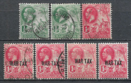 1912,1917 BARBADOS Set Of 2 MLH + 5 USED STAMPS (Michel # 86,87,109x) CV €2.70 - Barbades (...-1966)