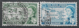 1958 BARBADOS Set Of 2 USED STAMPS (Michel # 216,217) CV €1.50 - Barbados (...-1966)