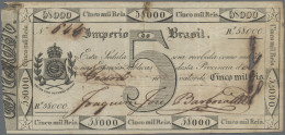 Brazil: Imperio Do Brasil, 5 Mil Reis 1833, P.A153, Small Tears Due To Ink Corro - Brazilië