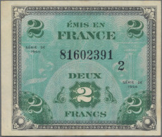France: Allied Military Currency, Series 1944, Lot With 7 Banknotes, With 2, 5, - 1955-1959 Overprinted With ''Nouveaux Francs''