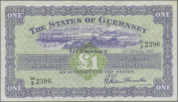 Guernsey: The States Of Guernsey, Pair With 10 Shillings 1966 (P.42c, F) And 1 P - Otros & Sin Clasificación