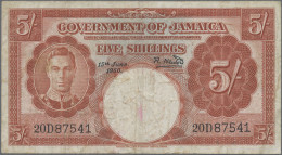 Jamaica: Government Of Jamaica, Pair With 5 Shillings 15th June 1950 (P.37a, F) - Giamaica