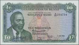 Delcampe - Kenya: Central Bank Of Kenya, Pair With 5 Shillings 1967 (P.1b, UNC) And 10 Shil - Kenya