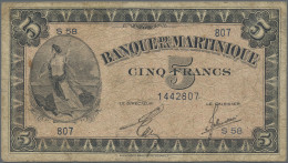 Martinique: Banque De La Martinique, Pair With 5 Francs L. 1901 (ND 1934-1945) ( - Sonstige