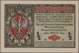 Poland - Bank Notes: Lot With 18 Banknotes, Series 1917-1944, Comprising 2x ½ Ma - Poland