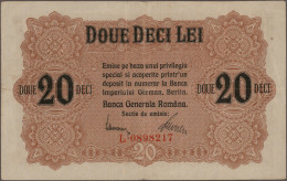 Romania: Banca Generală Română – German Occupation WW I, Set With 4 Banknotes, S - Rumania