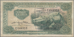 Rwanda: Banque Nationale Du Rwanda, 20 Francs 1960 (1962) With Handstamp "Banque - Rwanda