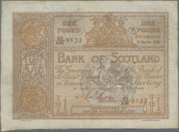 Scotland: Bank Of Scotland, 1 Pound 11th October 1921, Signature: Rose, P.81d, L - Sonstige & Ohne Zuordnung