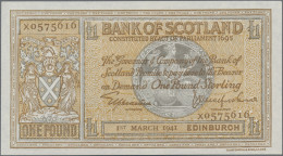 Scotland: Bank Of Scotland, 1 Pound 1st March 1941, P.91b, Great Original Shape, - Other & Unclassified