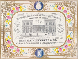 PORSELEINKAART = MANUFACTURE ROYALE DE TAPIS DE TOURNAY = FILATURE DE LAINE = Mrs PIAT LEFEBVRE & FILS  180 X 140  MM - Cartoline Porcellana