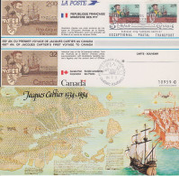 Canada & France Jacques Cartier 2v Souvenir Card (GS185) - Polar Explorers & Famous People