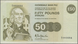 Scotland: Clydesdale Bank PLC, Lot With 4 Banknotes, Series 1989-2002, With 5 Po - Other & Unclassified