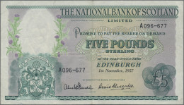 Scotland: The National Bank Of Scotland, Lot With 3 Banknotes, Series 1922-1957, - Andere & Zonder Classificatie