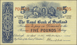 Scotland: The Royal Bank Of Scotland, Lot With 5 Banknotes, Series 1954-1966, Co - Autres & Non Classés