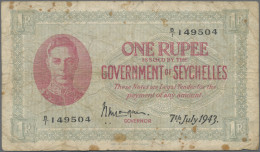 Seychelles: The Government Of Seychelles, 1 Rupee 7th July 1943, P.7a, Minor Mar - Seychelles