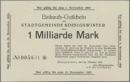 Deutschland - Notgeld - Rheinland: Königswinter, Stadt, 1 Mrd. Mark, 24.10.1923, - Lokale Ausgaben