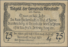 Deutschland - Notgeld - Sachsen-Anhalt: Neinstedt, Gemeinde, 6 X 75 Pf., Septemb - [11] Local Banknote Issues