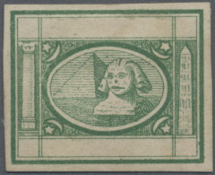 Egypt: 1867, Sphinx/Pyramid, Imperforate Proof In Green, Issued Design But Blank - Ungebraucht