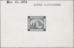 Egypt: 1878, 1pi. Sphinx/Pyramid, Two De La Rue Single Die Proofs In Black On Co - Unused Stamps