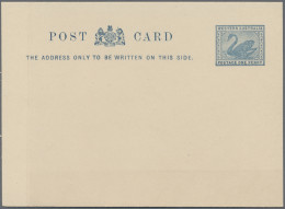 Western Australia: 1910, Stat. Postcard Swan 1d. Steel Blue (Bronze Blue) Withou - Covers & Documents