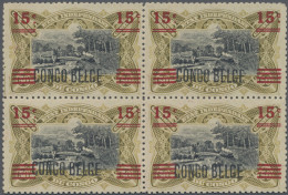 Belgian-Congo: 1921: Block Of Four 15 C. On 50 C. With "CONGO BELGE", Mint Never - Nuevos