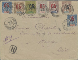 Dahomey: 1912, 05 Surcharges, 1.5 Mm Distance: 05 On 2 C., On 4 C., On 15 C., On - Benin – Dahomey (1960-...)